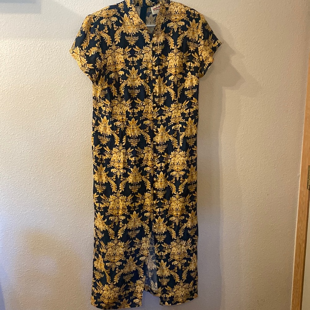 Vintage C.W Rose faux button front floral dress size 10